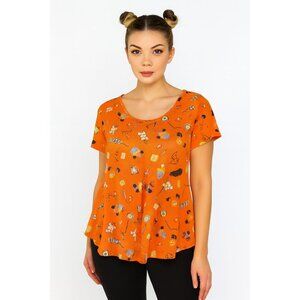 Disney Parks Halloween Themed Shirt Top Mickey Mouse Orange Women's Woman's XS